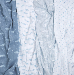 4pk ORGANIC muslin swaddles - oceanic