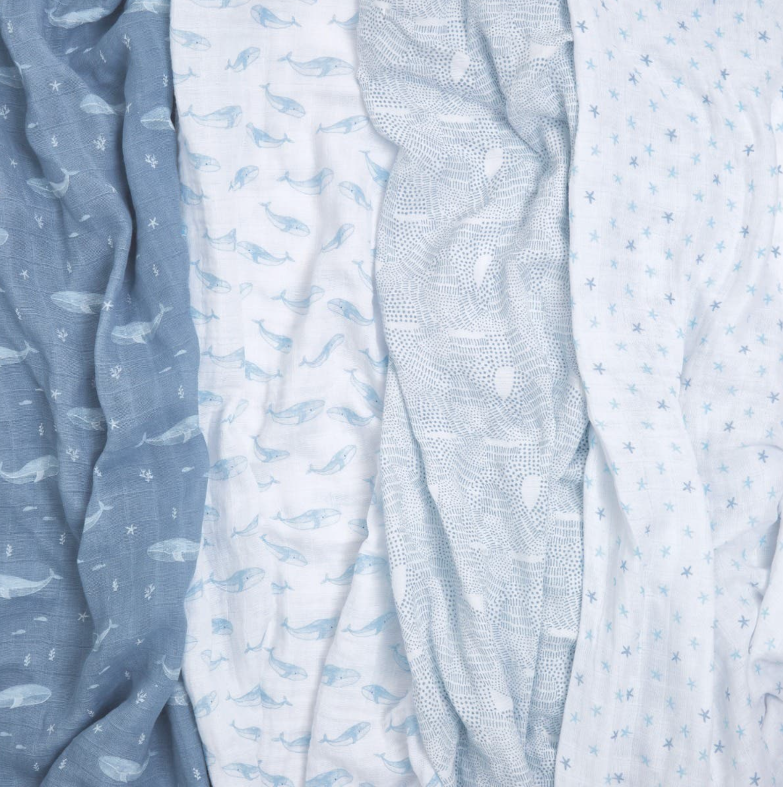 4pk ORGANIC muslin swaddles - oceanic