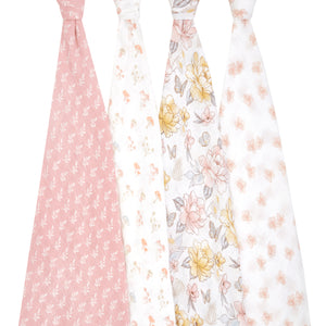 4pk ORGANIC muslin swaddles - earthly