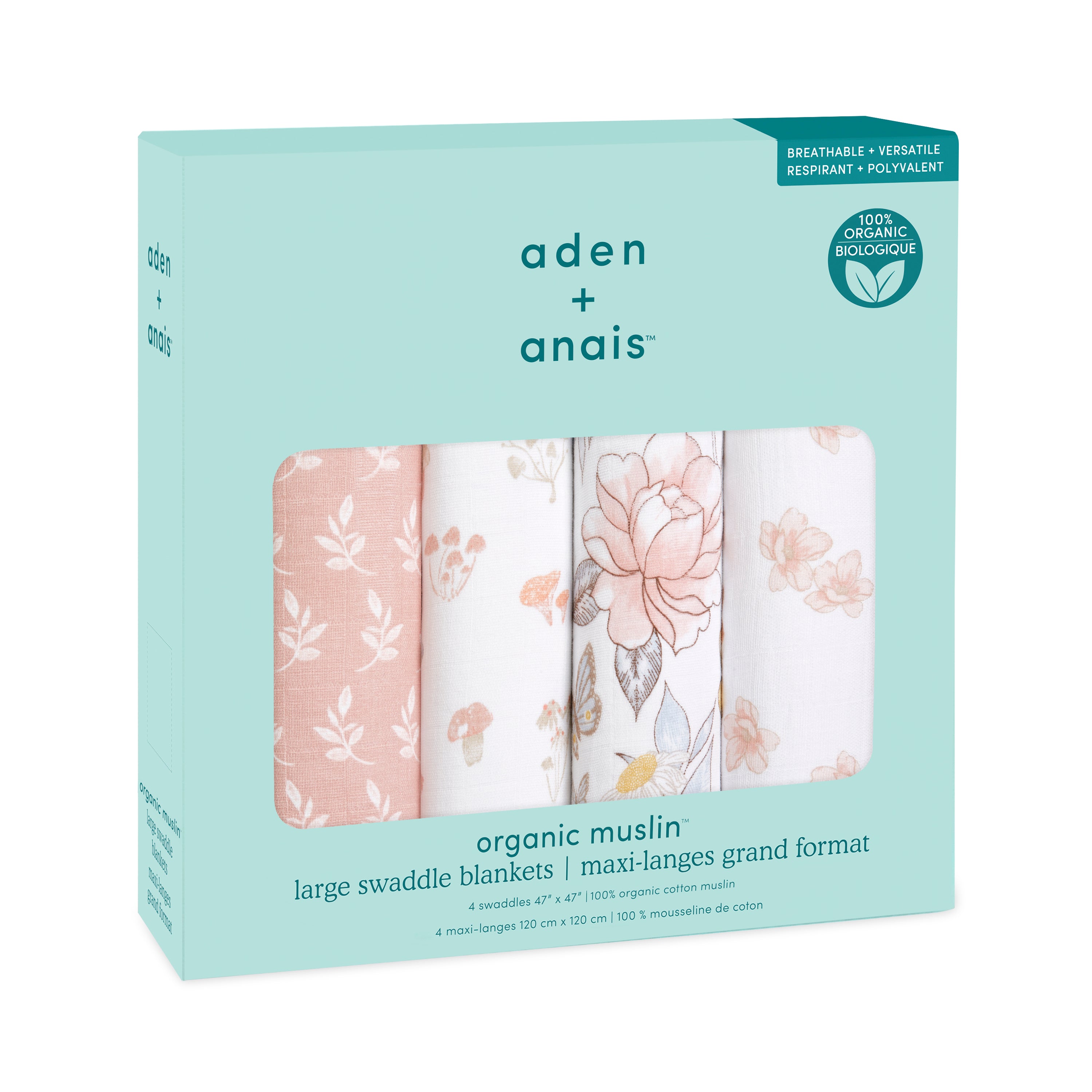 4pk ORGANIC muslin swaddles - earthly