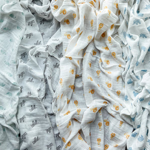 4pk ORGANIC muslin 4pk swaddles - animal kingdom