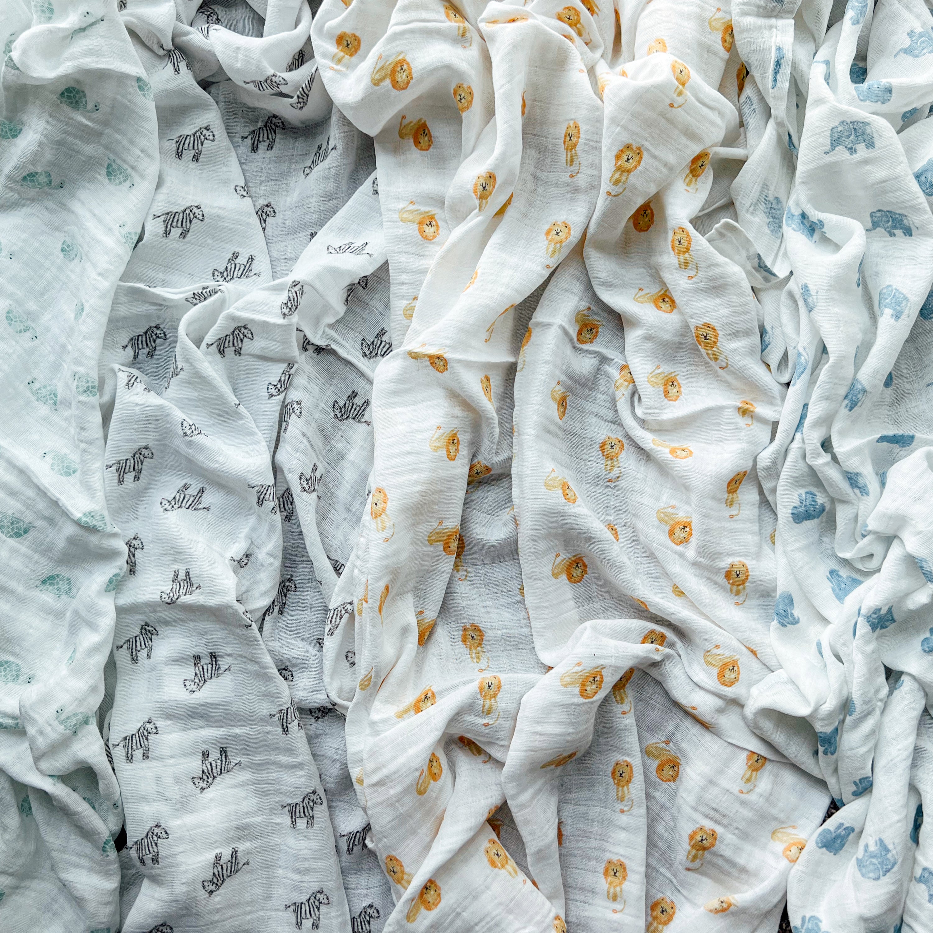 4pk ORGANIC muslin 4pk swaddles - animal kingdom