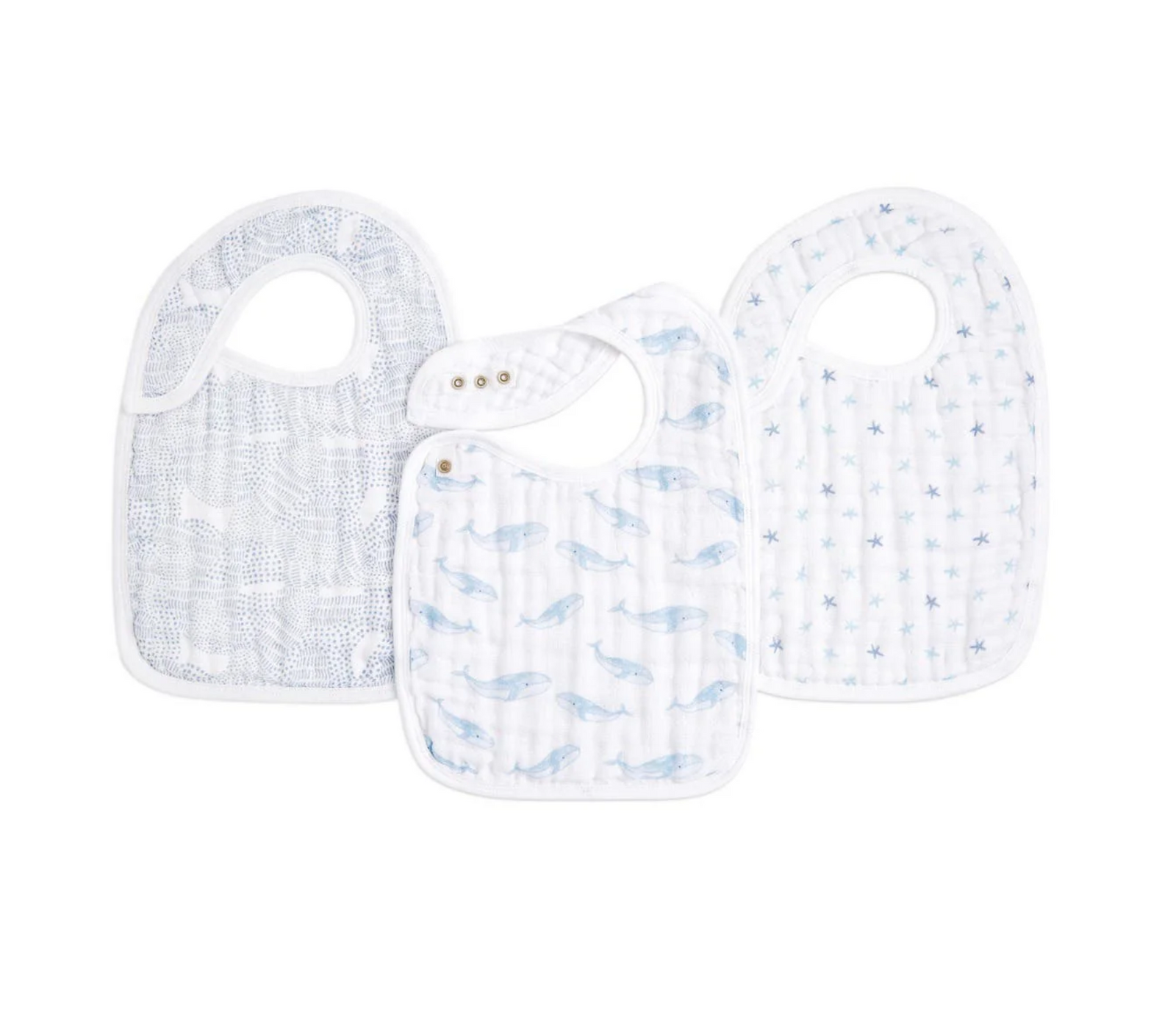 3pk ORGANIC muslin snap bibs - oceanic