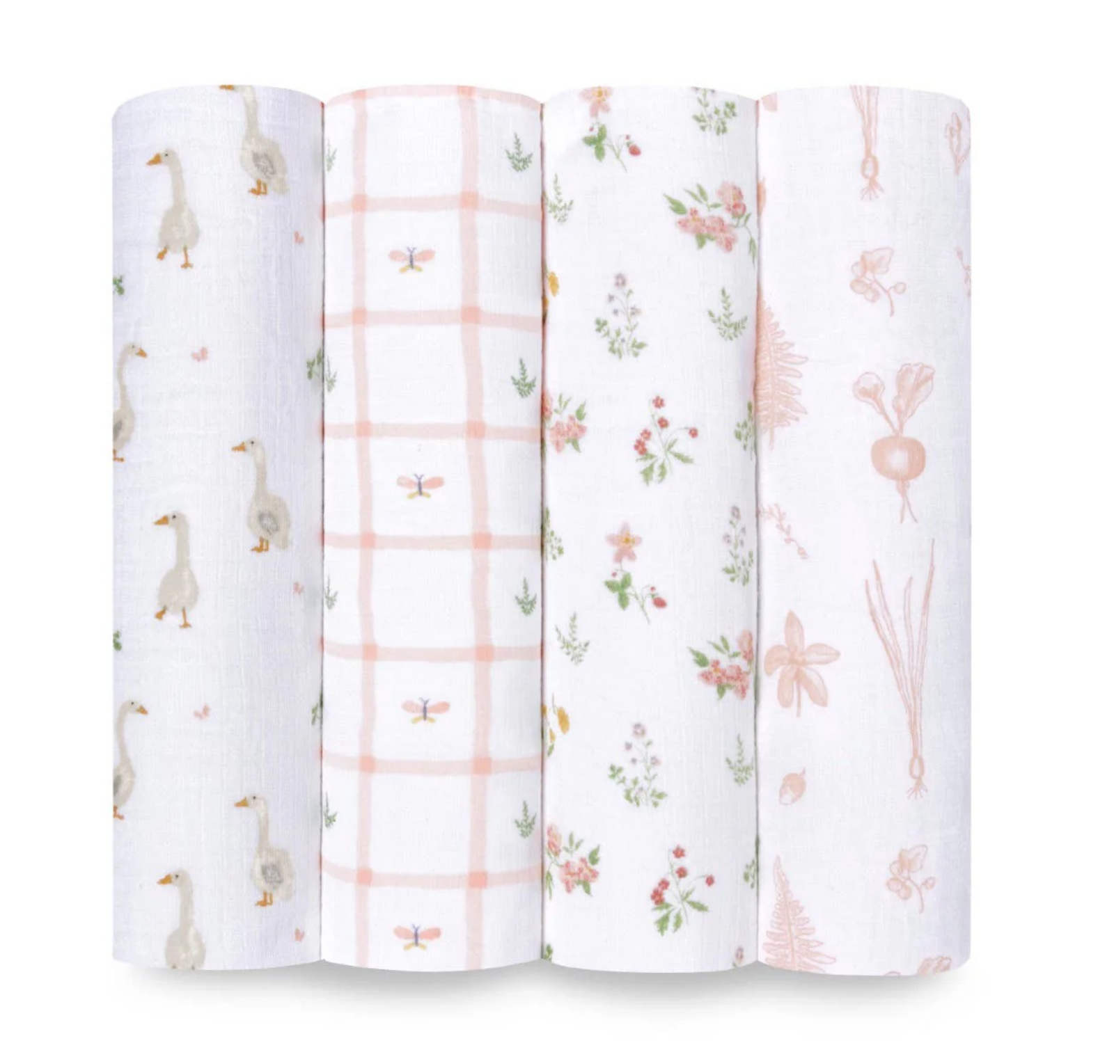4pk classic muslin swaddles - country floral