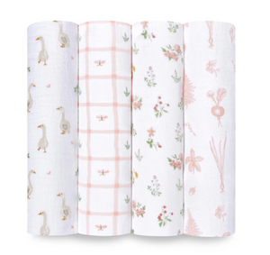 4pk classic muslin swaddles - country floral