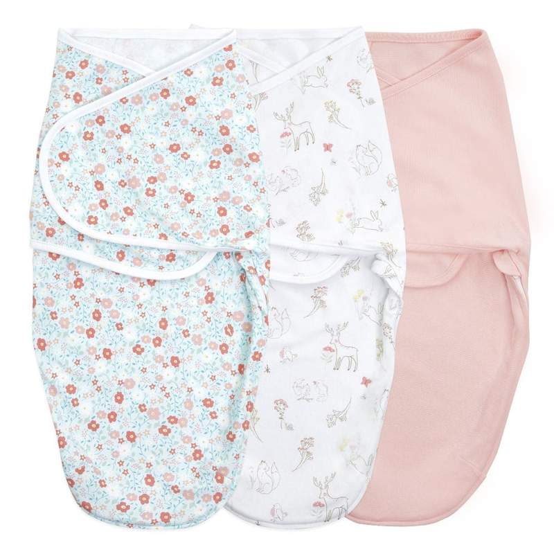 aden + anais essentials wrap swaddle 3 pack - Fairy Tale Flowers 0-3 months