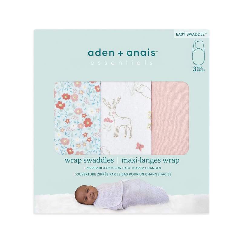 aden + anais essentials wrap swaddle 3 pack - Fairy Tale Flowers 0-3 months