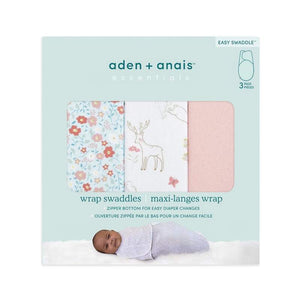 aden + anais essentials wrap swaddle 3 pack - Fairy Tale Flowers 0-3 months