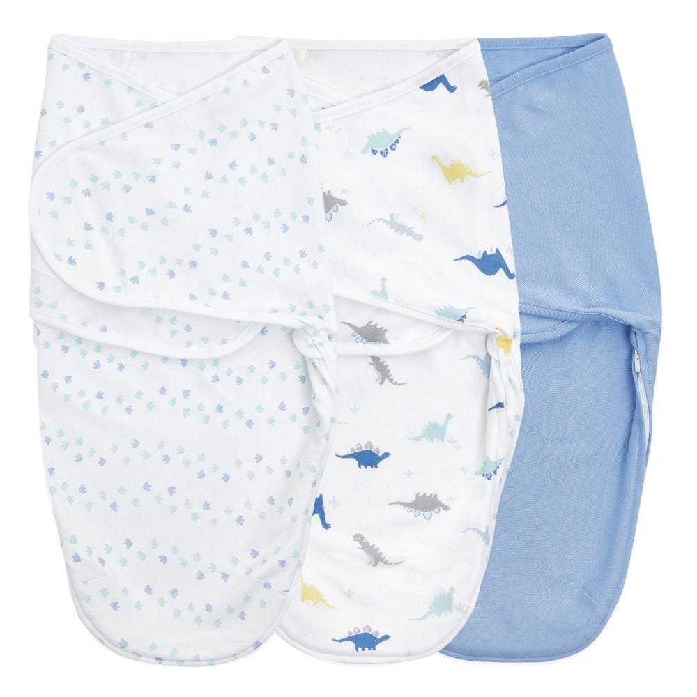 aden + anais cotton essentials wrap swaddle 3pk - Dino Rama 4-6 months