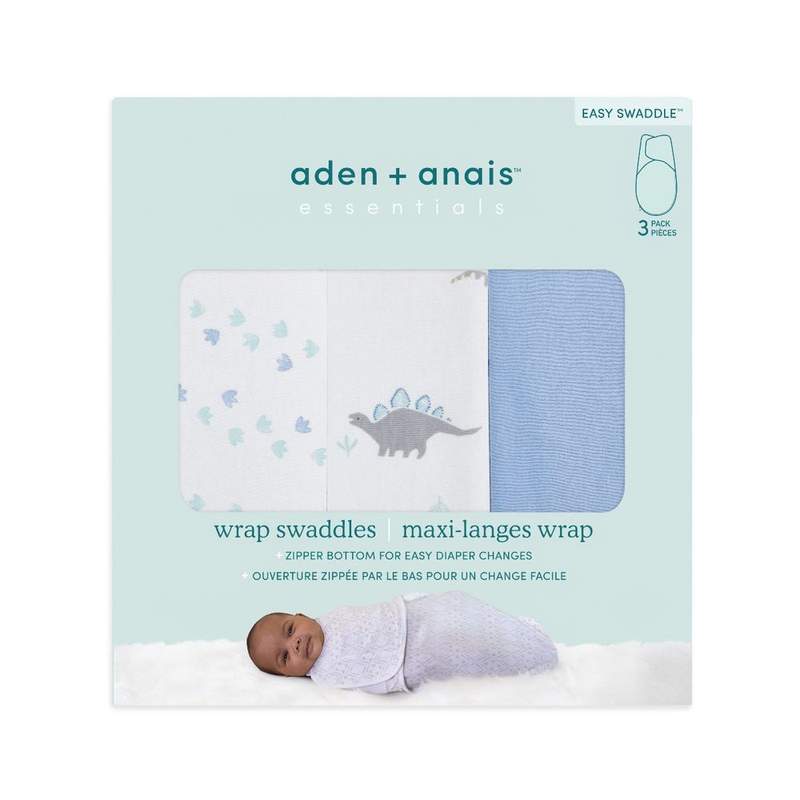 aden + anais essentials wrap swaddle 3pack - Dino Rama 0-3 months S/M