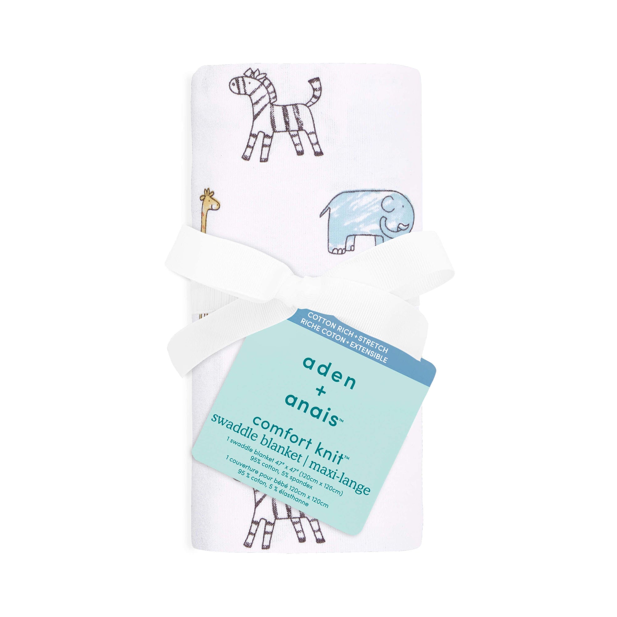 1pk cotton comfort knit swaddle - jungle jammin