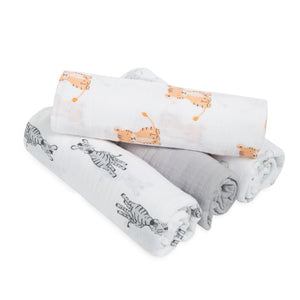 aden by aden + anais: safari babes classic muslin swaddles multi pack 4